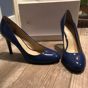 Nine West Caress Blue Patent Leather Pump